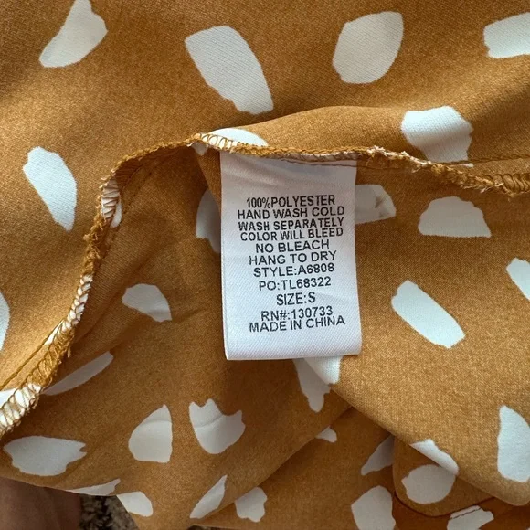 UMGEE ~ Muted Orange/Rust and White Loose Fit Ruffled Collar Patterned Dress - Picture 6 of 9